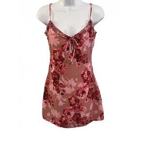 White Fox Boutique, Pink Soft Girl Rose Coquette Mini Dress Romantic Sundress S